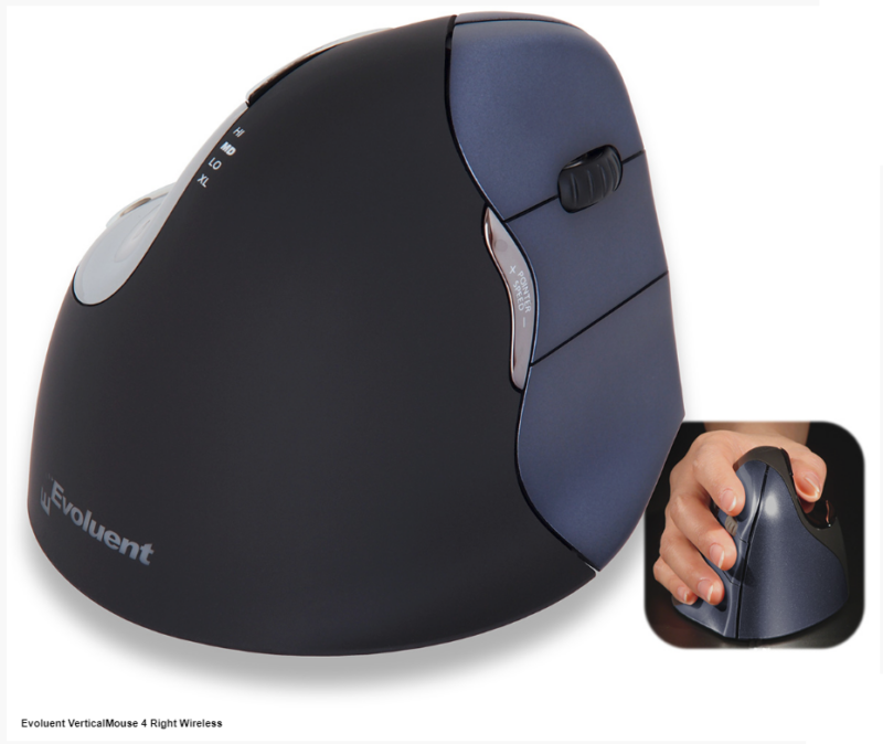 עכבר ארגונומי אנכי אלחוטי ימין - דגם Evoluent VerticalMouse 4